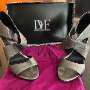 Diane von Furstenberg Pewter/Shimmer Nappa Sandal Size 9.5